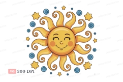 Cheerful sun with starry sky smiling happy Product Image 1