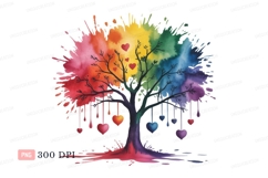 Rainbow tree hearts splash watercolor Product Image 1