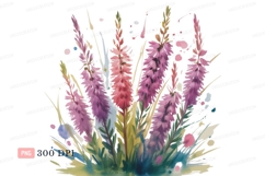 Purple pink floral watercolor splashes green Product Image 1