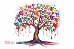 Colorful heart tree with dripping paint hearts Product Image 1