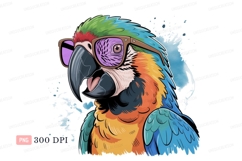 Colorful parrot wearing sunglasses macaw bird Product Image 1
