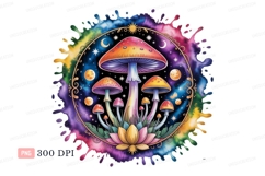Psychedelic mushrooms cosmic lotus fantasy Product Image 1