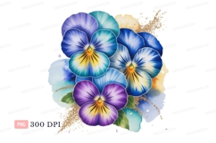 Vibrant pansy bouquet watercolor art flowers floral Product Image 1