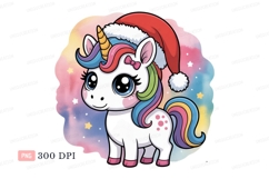 Cute unicorn wearing santa hat christmas Product Image 1