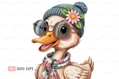 Cute duck wearing hat and scarf bird animal Product Image 1