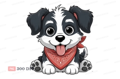 Adorable black white dog wearing red bandana puppy Product Image 1