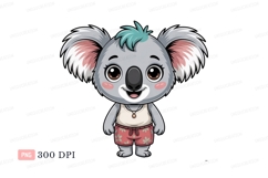 Cute koala wearing shorts and necklace cartoon animal Product Image 1
