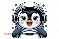 Cute penguin astronaut with starry background space Product Image 1
