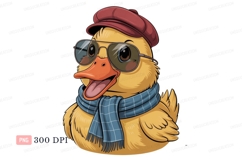 Yellow duck wearing cap sunglasses scarf image Product Image 1