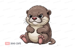 Grumpy brown otter sitting animal cute Product Image 1