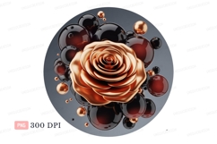 Golden rose surrounded by dark spheres metallic flower Product Image 1
