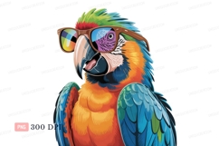 Colorful parrot wearing sunglasses macaw tropical Product Image 1