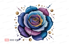 Blue purple gold rose floral art flower Product Image 1