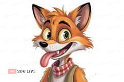 Cartoon fox with tongue out animal orange Product Image 1