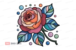 Colorful rose with leaves and pearls flower petals Product Image 1