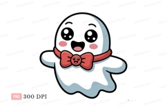 Cute ghost wearing bow tie cartoon Product Image 1