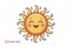 Happy smiling sun with rosy cheeks yellow orange Product Image 1