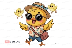 Cheerful chick wearing hat sunglasses and shirt yellow Product Image 1