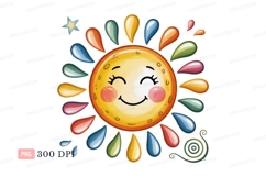 Happy sun smiling with colorful rays cheerful bright Product Image 1