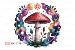 Cosmic mushroom celestial sun white purple Product Image 1