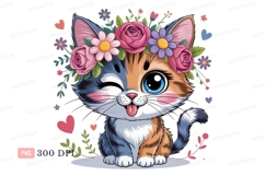 Cute cat wearing flower crown kitten Product Image 1