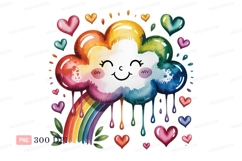 Happy rainbow cloud with hearts colorful Product Image 1