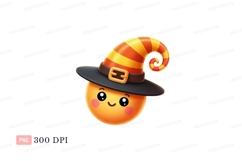 Cute pumpkin wearing witch hat halloween orange Product Image 1