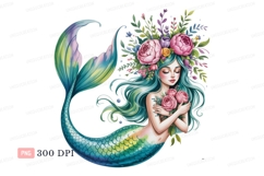 Mermaid floral crown holding roses blue Product Image 1