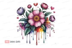 Pink purple flower bouquet dripping rainbow colors Product Image 1