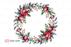 Red rose floral wreath roses green Product Image 1