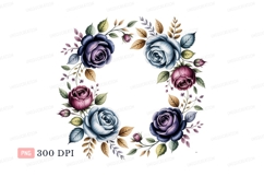 Floral wreath blue purple pink roses keywords Product Image 1