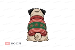 Pug wearing festive sweater christmas Product Image 1