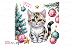 Adorable kitten with christmas ornaments tree Product Image 1