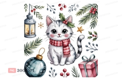 Cute cat festive holiday kitten christmas Product Image 1