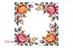 Pink orange roses floral border image Product Image 1