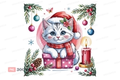 Fluffy kitten festive celebration christmas santa Product Image 1