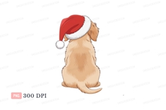 Golden retriever puppy wearing santa hat christmas Product Image 1