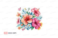 Tropical Hibiscus Butterfly Floral Arrangement flowers Product Image 1
