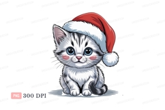 Adorable kitten wearing santa hat christmas Product Image 1