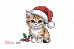 Adorable kitten wearing Santa hat christmas Product Image 1