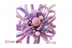 Abstract pastel spheres and ribbons purple Product Image 1