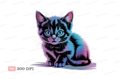 Kitten with blue pink gradient fur animal cute Product Image 1