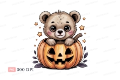Cute bear in carved pumpkin halloween carving Product Image 1