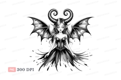 Black winged fairy with horns wings dress Product Image 1