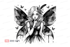 Black and white fairy with butterfly wings woman Product Image 1