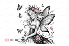 Ethereal fairy adorned with roses and butterflies woman Product Image 1