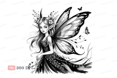 Elegant fairy with floral adornments and butterfly wings Product Image 1
