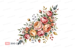 Pink peach yellow floral bouquet roses Product Image 1