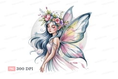 Delicate fairy with floral crown and iridescent wings Product Image 1