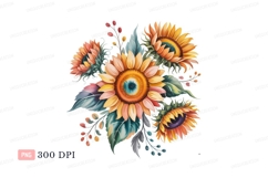 Vibrant sunflower bouquet watercolor art sunflowers Product Image 1